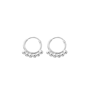 Small Silver Hoops with beads