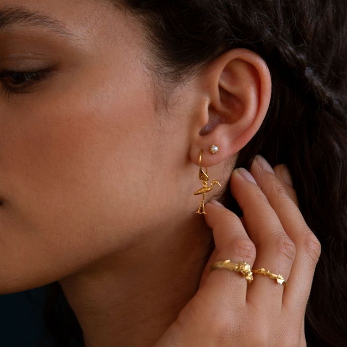 Alex Monroe - Heron Ornate Hook Earrings