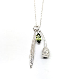 Kirra-Lea - Gum Nut and Leaf Peridot Pendant