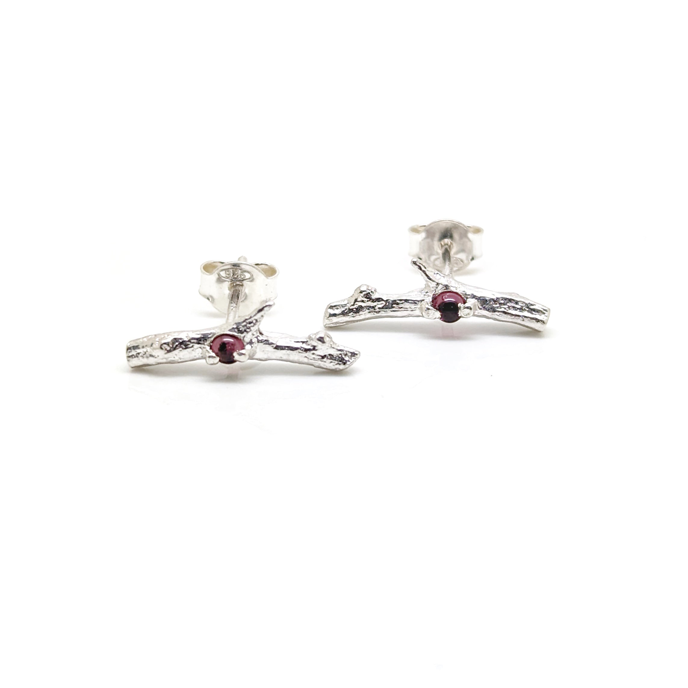 Kirra-Lea - Coastal Tea Tree Twig Studs with Garnets