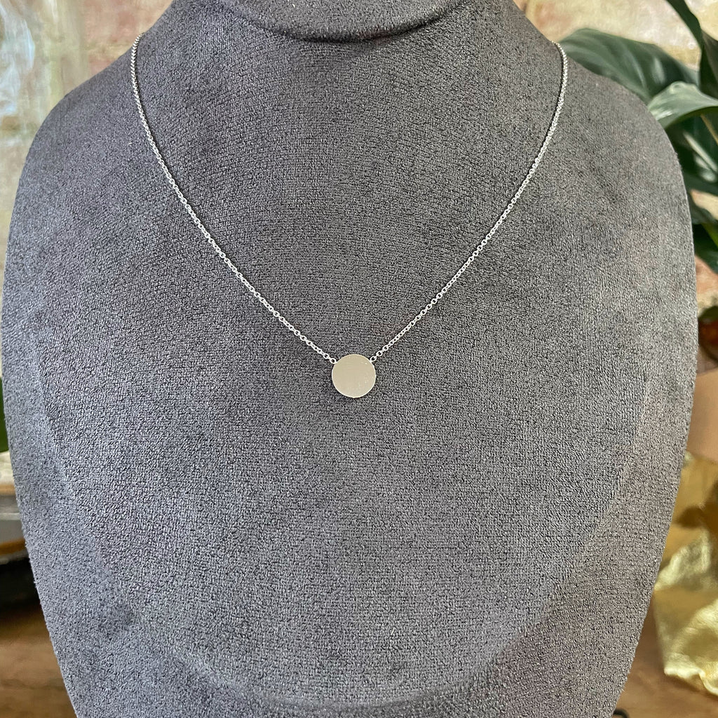 Disc Necklace - 9ct White Gold