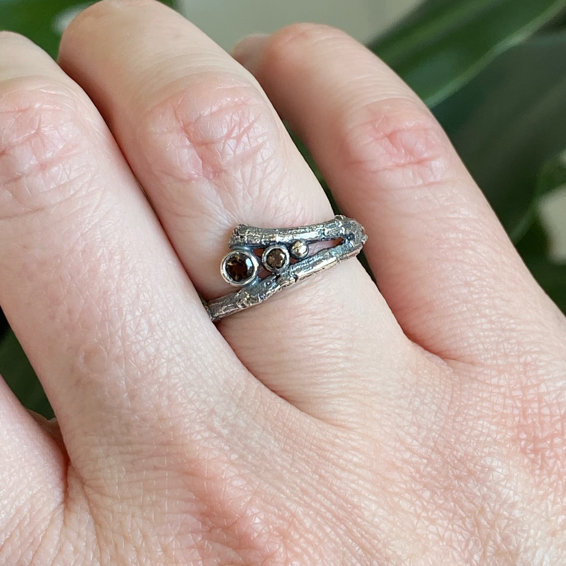 Kirra-Lea - Smokey Quartz Twig Ring