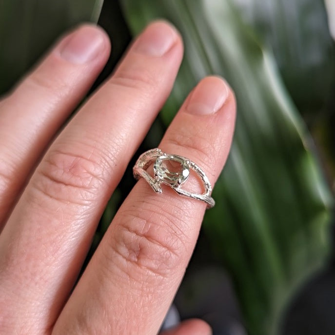 Kirra-Lea - Angel Hair Vine Ring with Mint Quartz