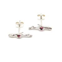 Kirra-Lea - Coastal Tea Tree Twig Studs with Garnets